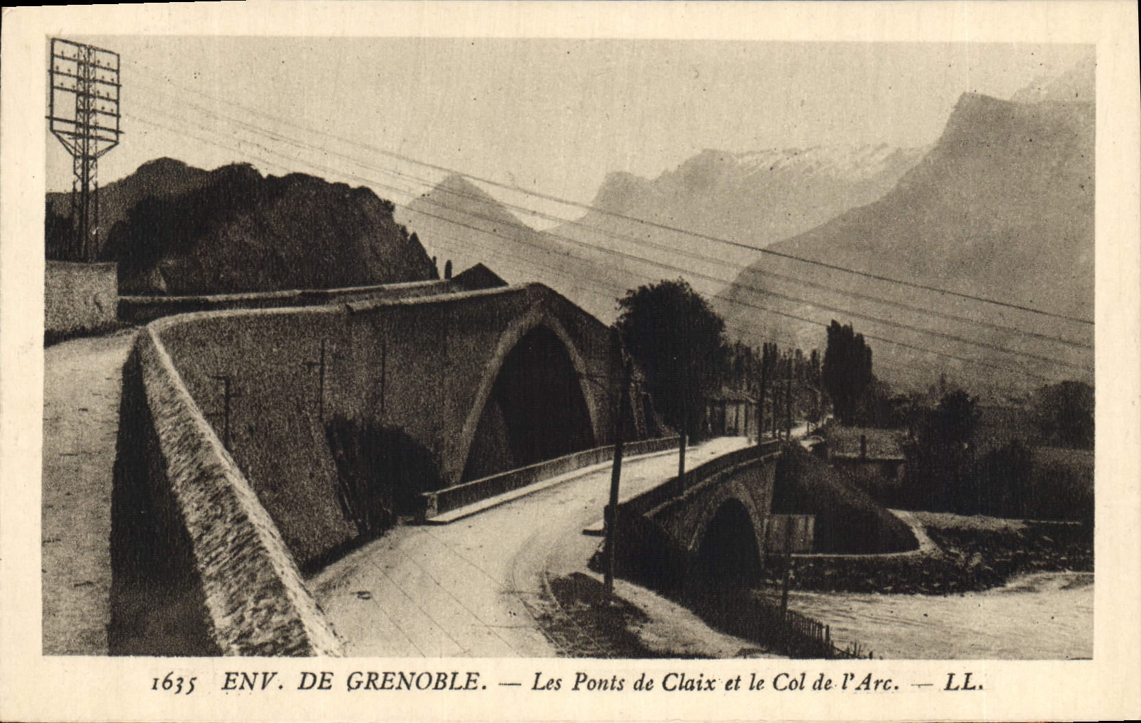 Alrededores de la POSTAL de la VENDIMIA de Grenoble los puentes De Claix y el collar De I' Arc
