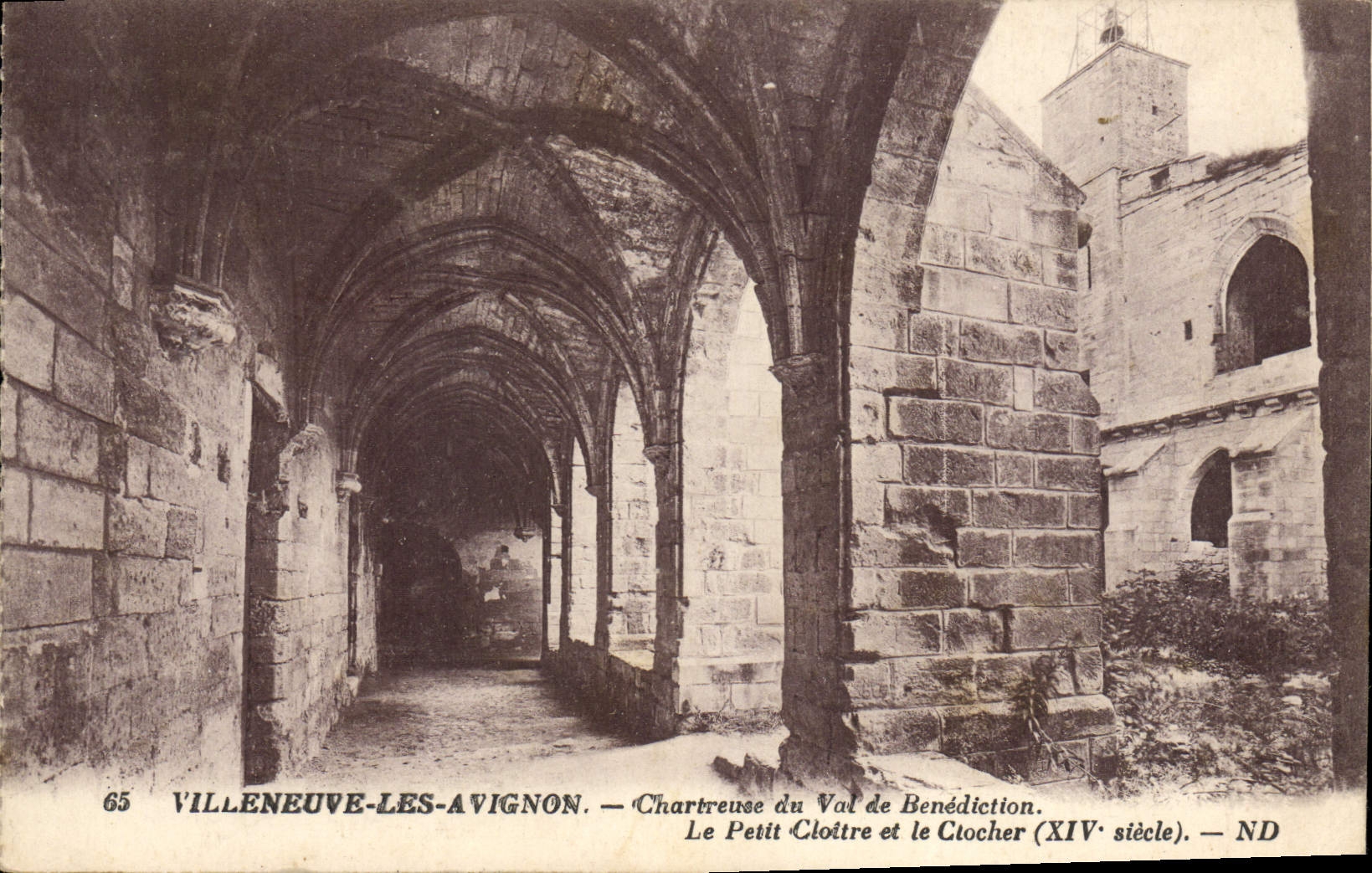 VINTAGE POSTCARD Villeneuve Avignon Chartreuse Of the Flight Of Blessing the small cloister and the bell-tower