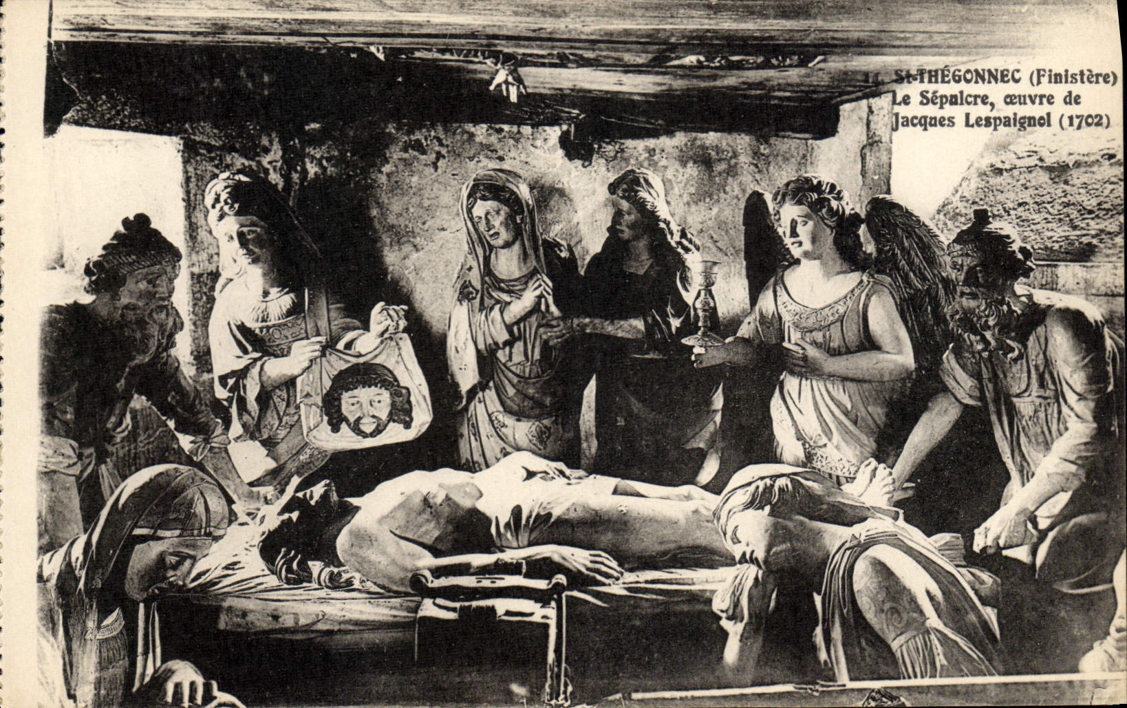 VINTAGE POSTCARD Holy Thegonnec the sepulchre Jacques Lespaignol
