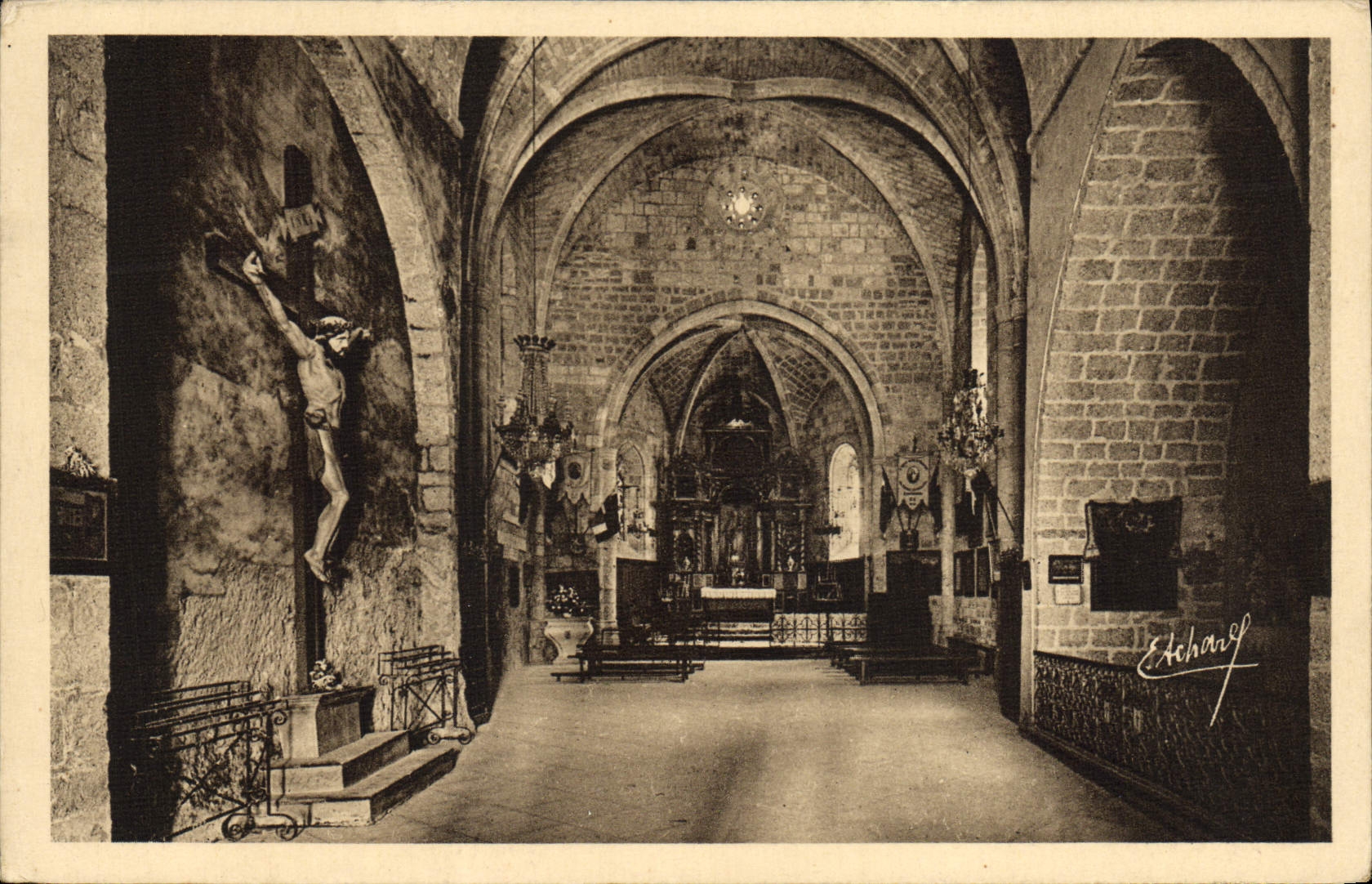 VINTAGE POSTCARD Interior Moustiers co. Marie of the vault