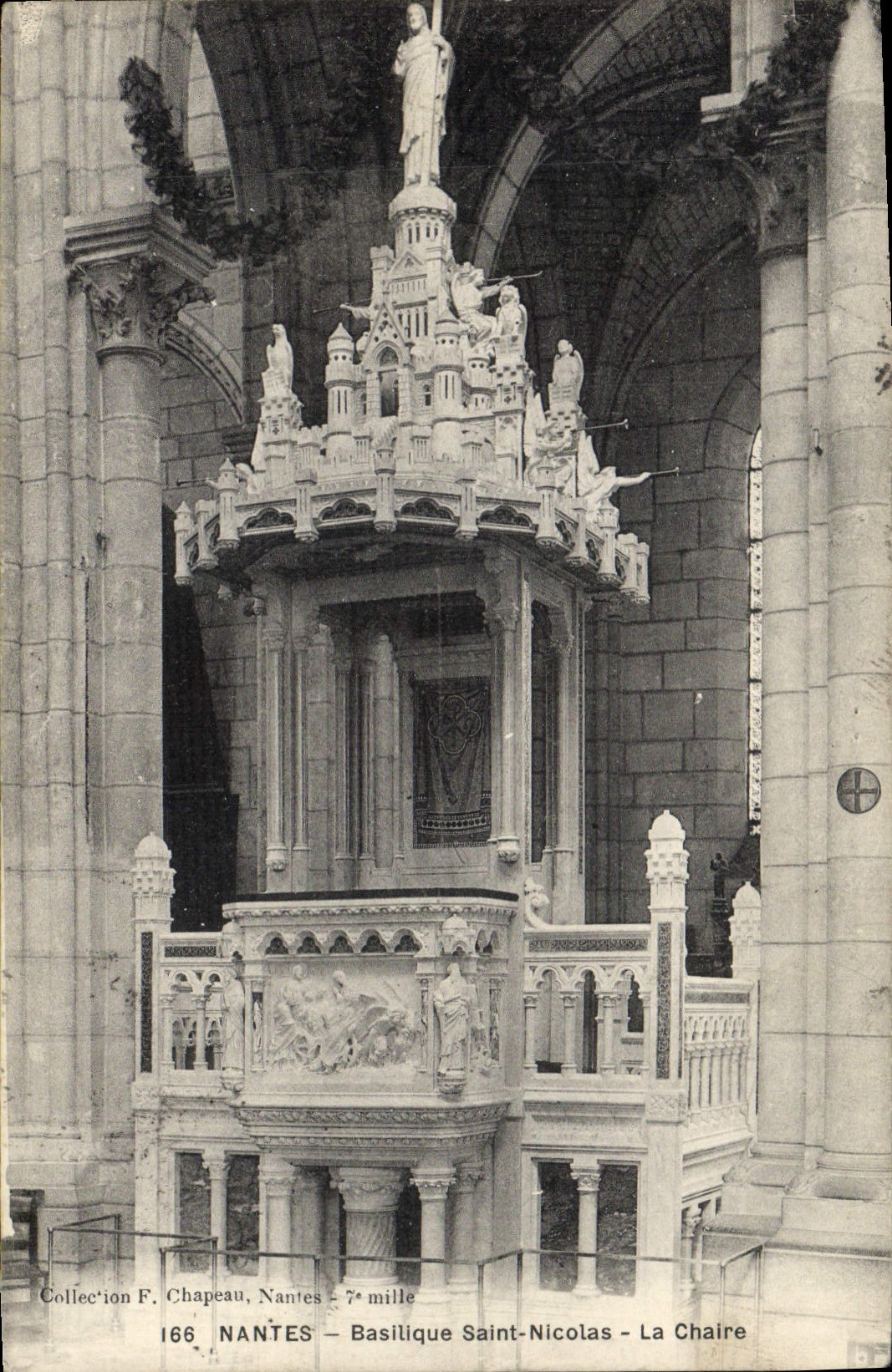 VINTAGE POSTCARD Nantes Basilica Saint Nicolas the pulpit