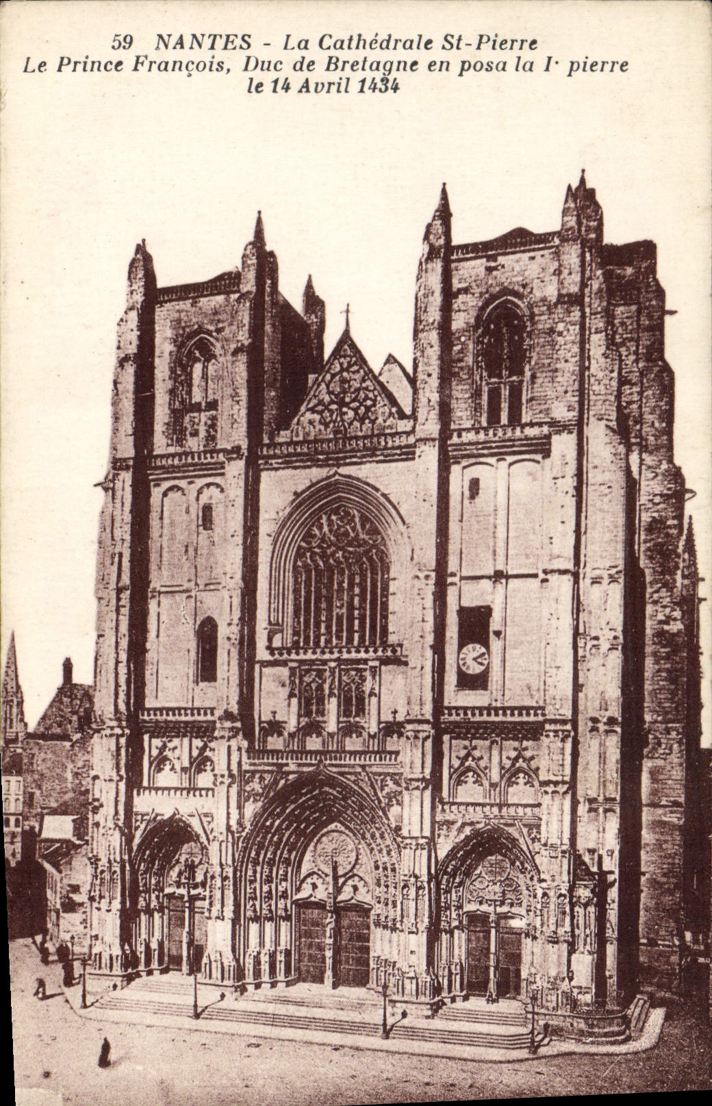 VINTAGE POSTCARD Nantes the Cathedral St Pierre the Prince François Duke of Brittany