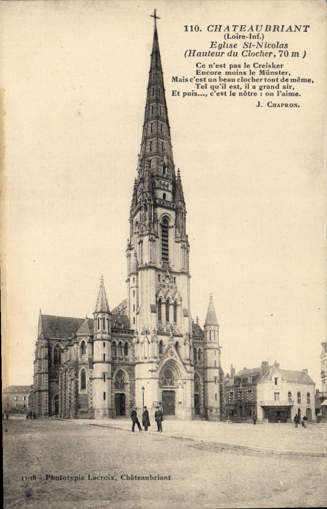 VINTAGE POSTCARD Chateaubriant Church St Nicolas