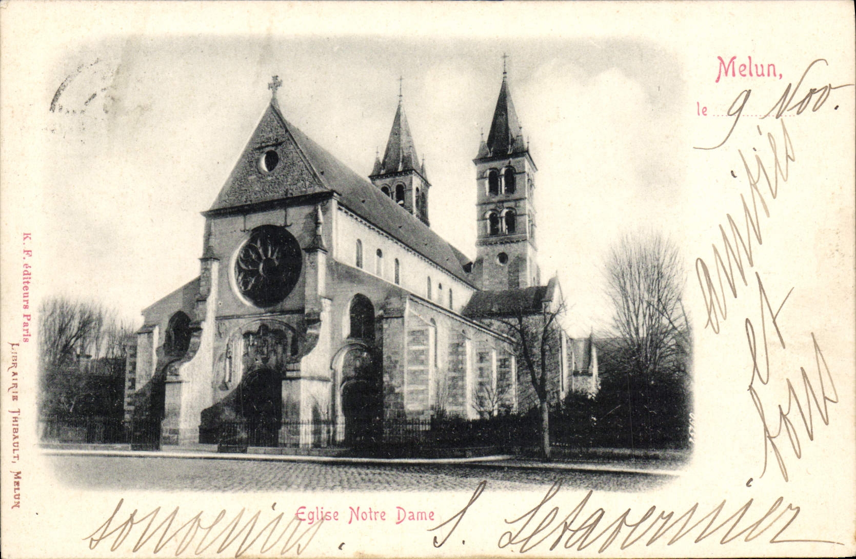 VINTAGE POSTCARD Melun Notre Dame Church
