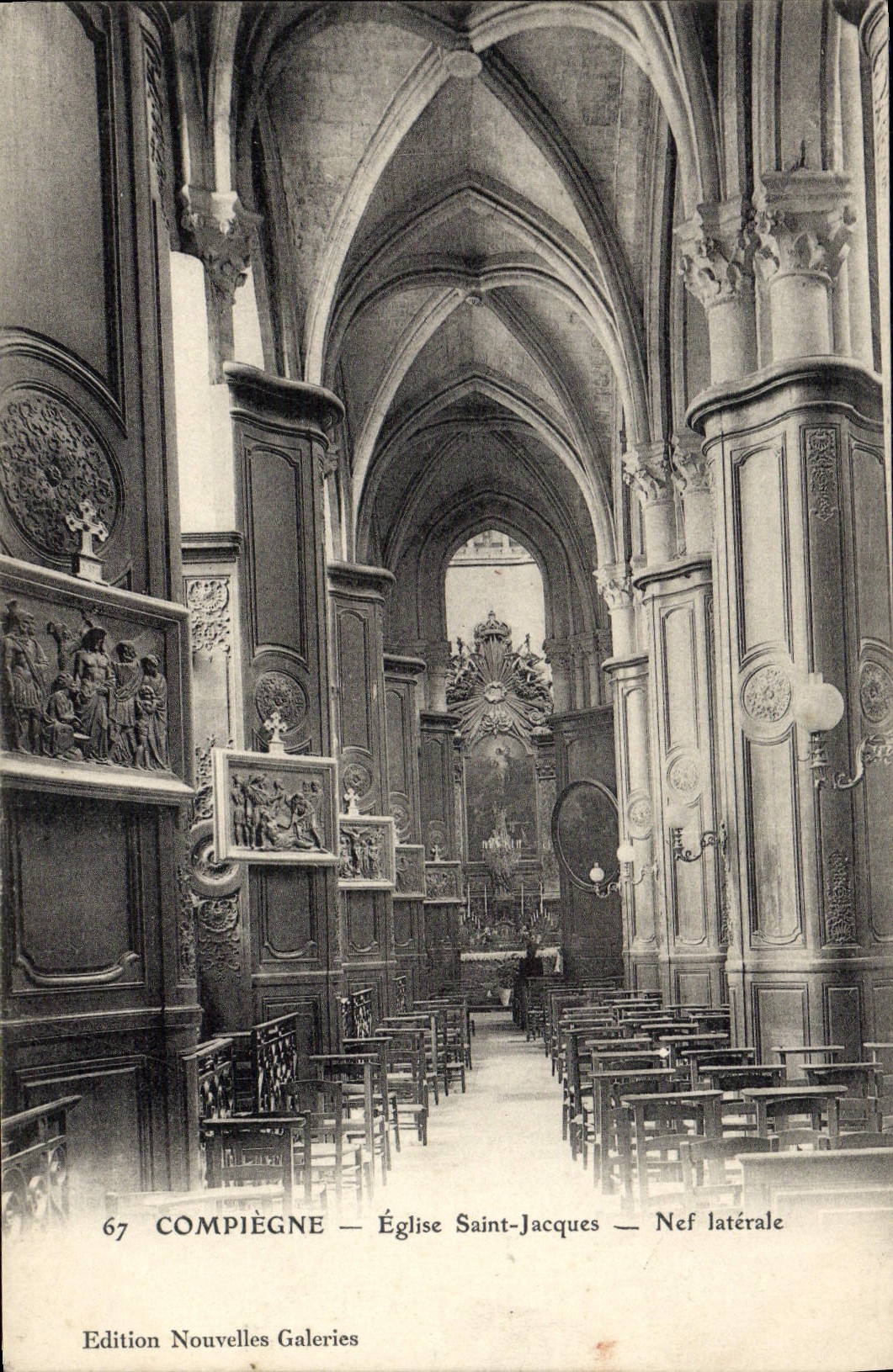 De la VENDIMIA de la POSTAL de Compiegne de la iglesia pasillo lateral de Jacques Saint