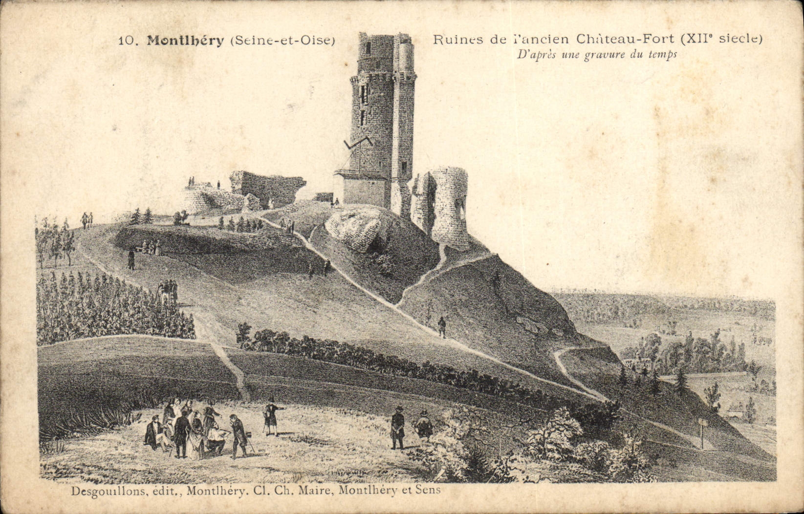 VINTAGE POSTCARD Montlhery Ruins of the old Strong Castle