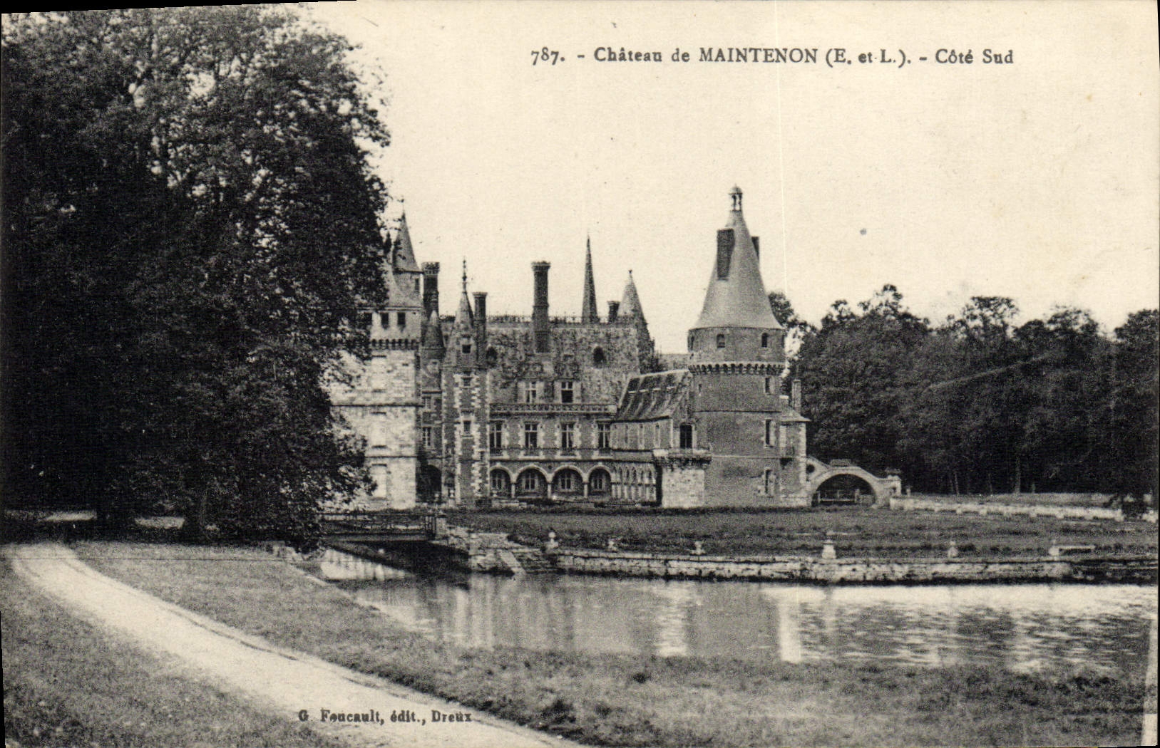 Castillo de la POSTAL de la VENDIMIA de la pieza meridional de Maintenon