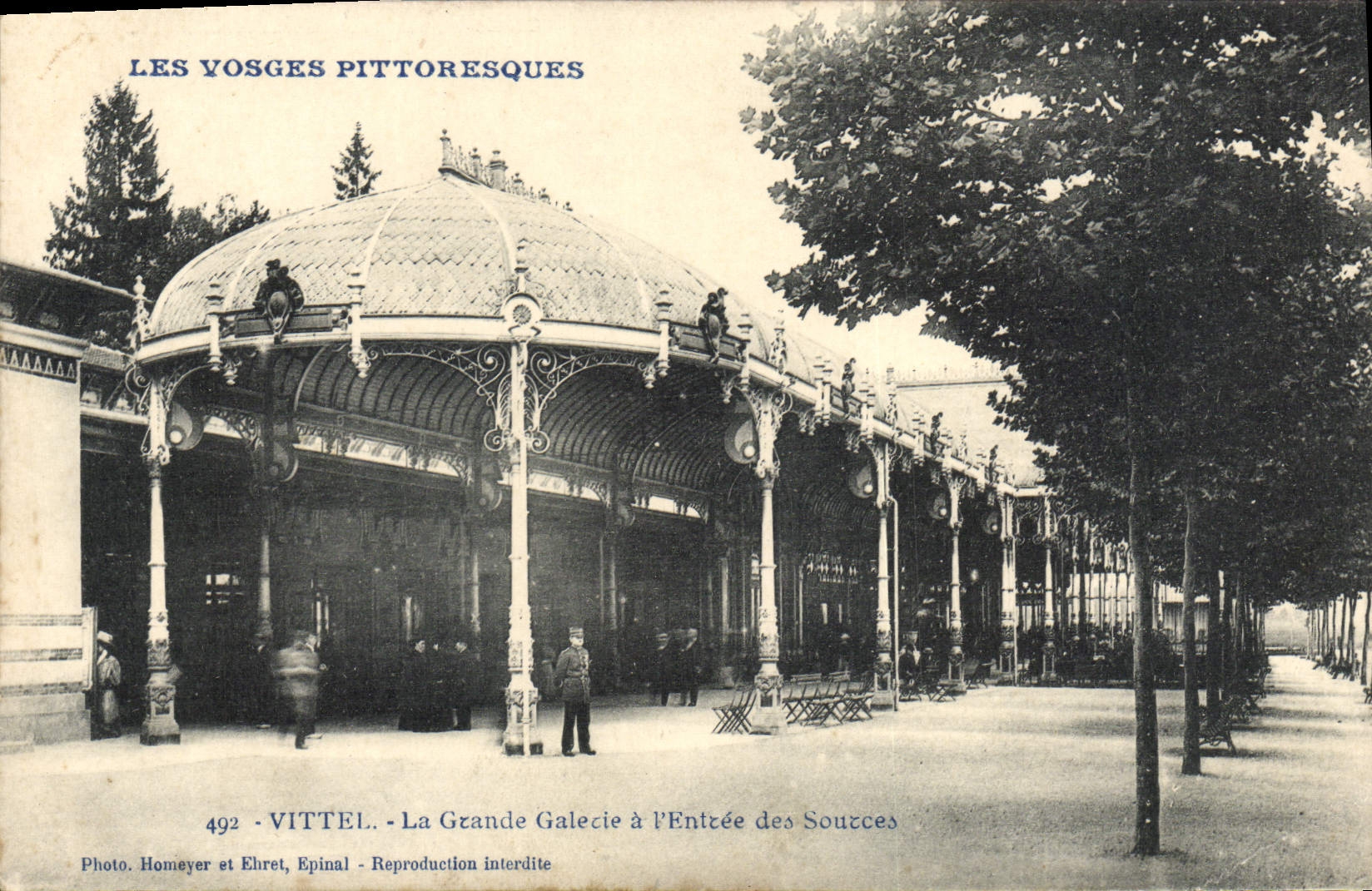 VINTAGE POSTCARD Vittel the Large Gallery at the Entry of the Sources