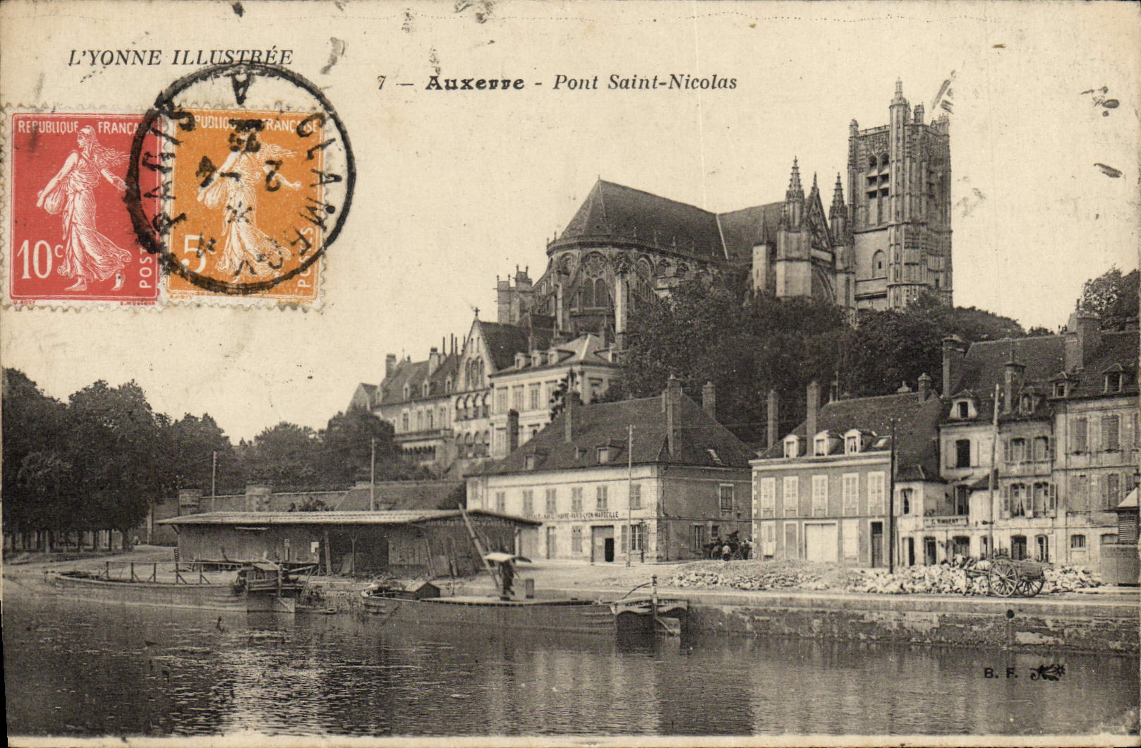VINTAGE POSTCARD Auxerre Bridge Saint Nicolas