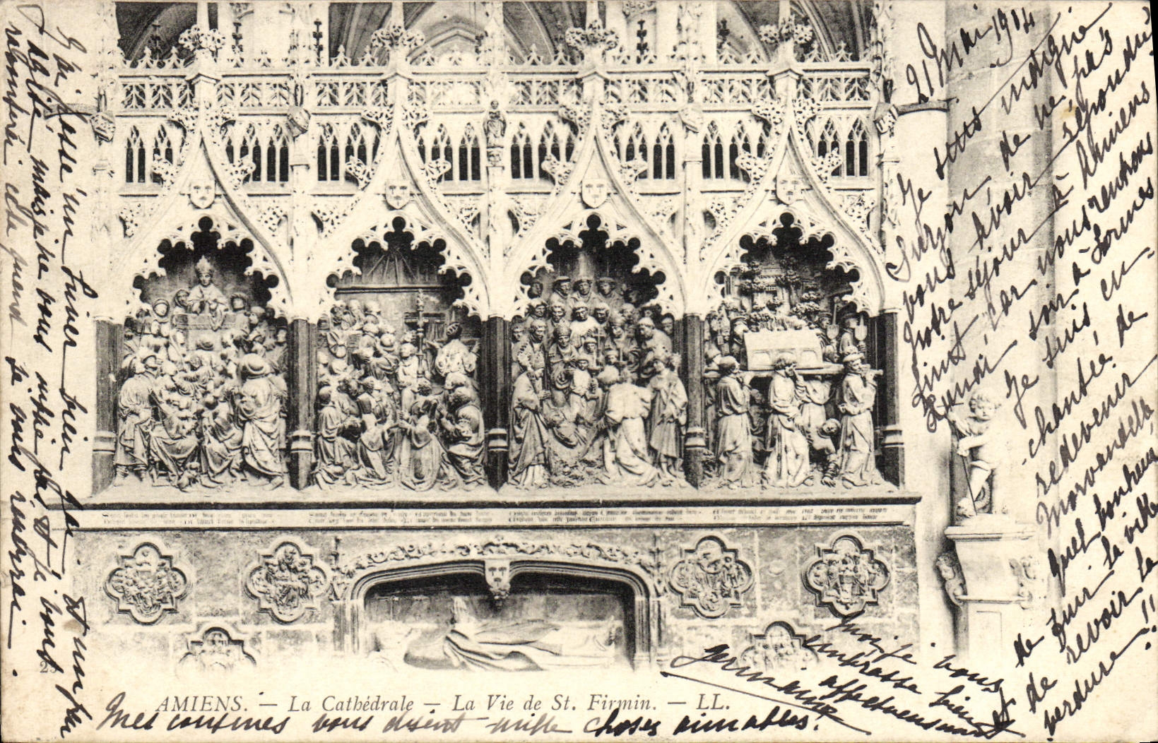 VINTAGE POSTCARD Amiens the Cathedral Life of St Firmin