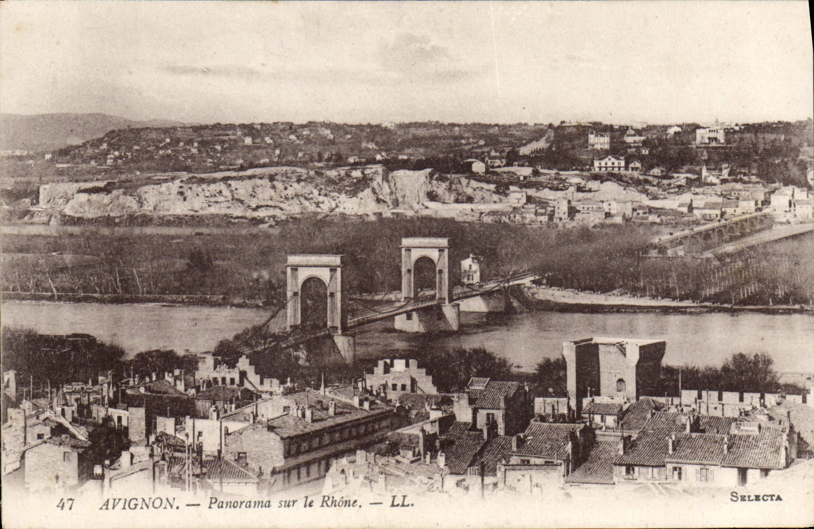 VINTAGE POSTCARD Avignon Panorama on the Rhone