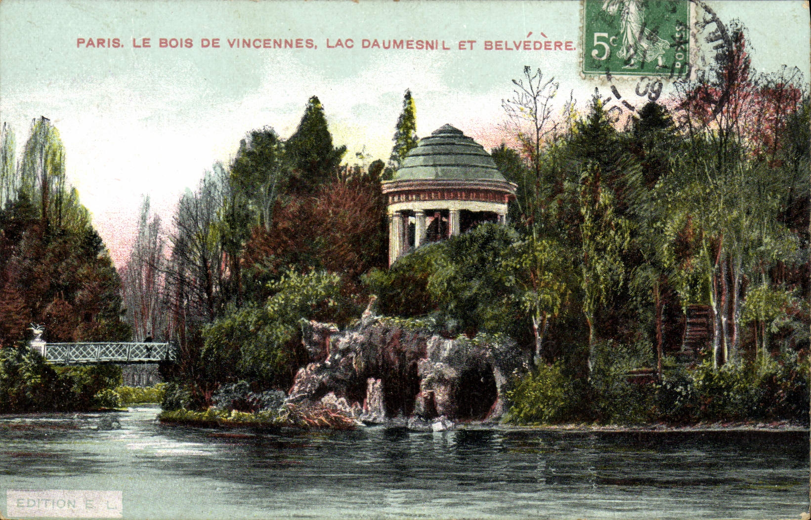 VINTAGE POSTCARD Paris Wood De Vincennes Lake Daumesnil and Belvedere