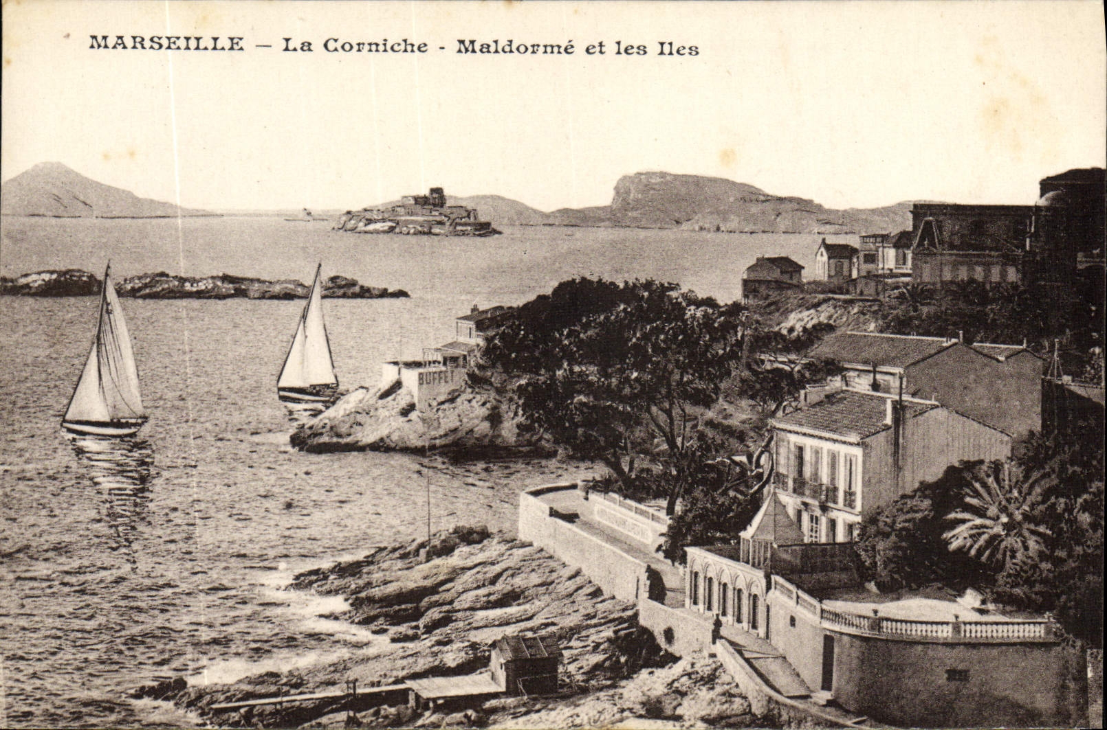 POSTAL Marsella de la VENDIMIA la cornisa y las islas de Maldorme