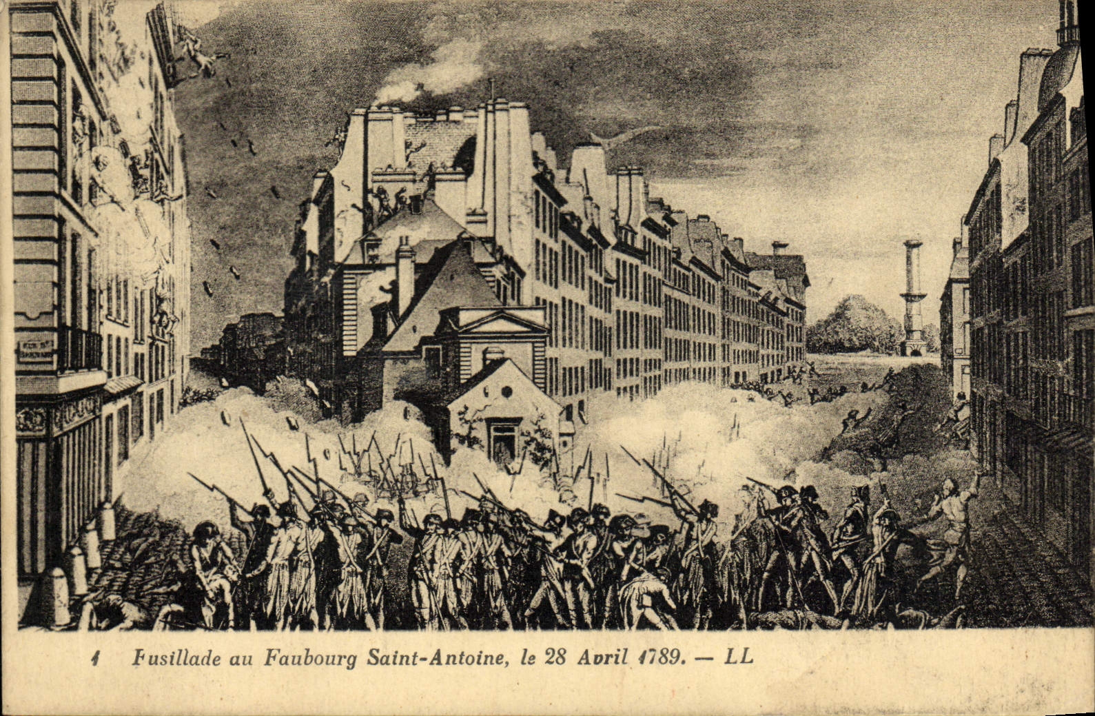 CPA Fusillade au Faubourg Saint Antoine 28 avril 1789 Paris 