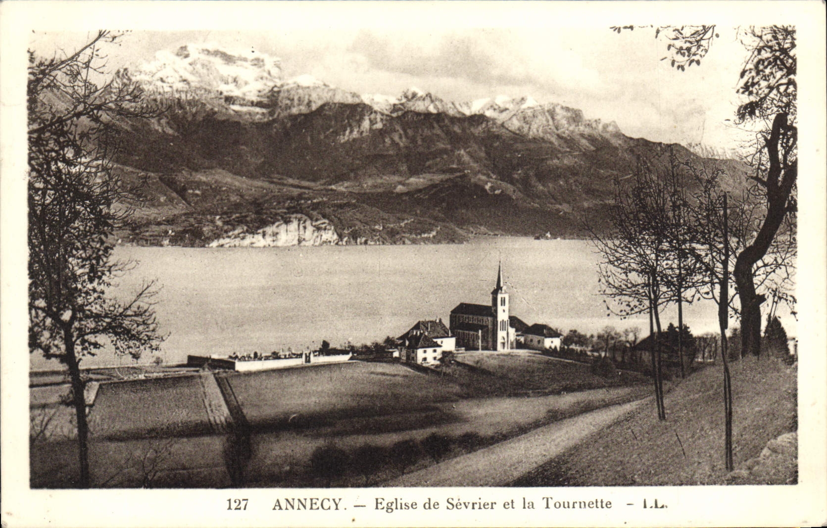 VINTAGE POSTCARD Annecy Church of Sevrier and the Spinner