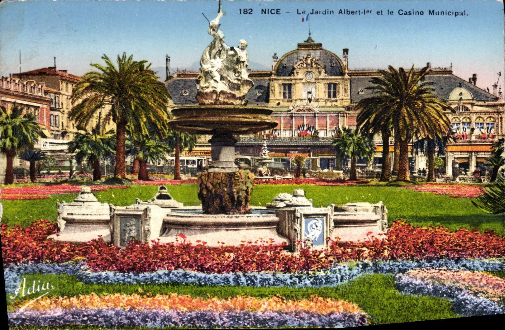 VINTAGE POSTCARD Nice the Garden Albert 1st and the Municipal Casino