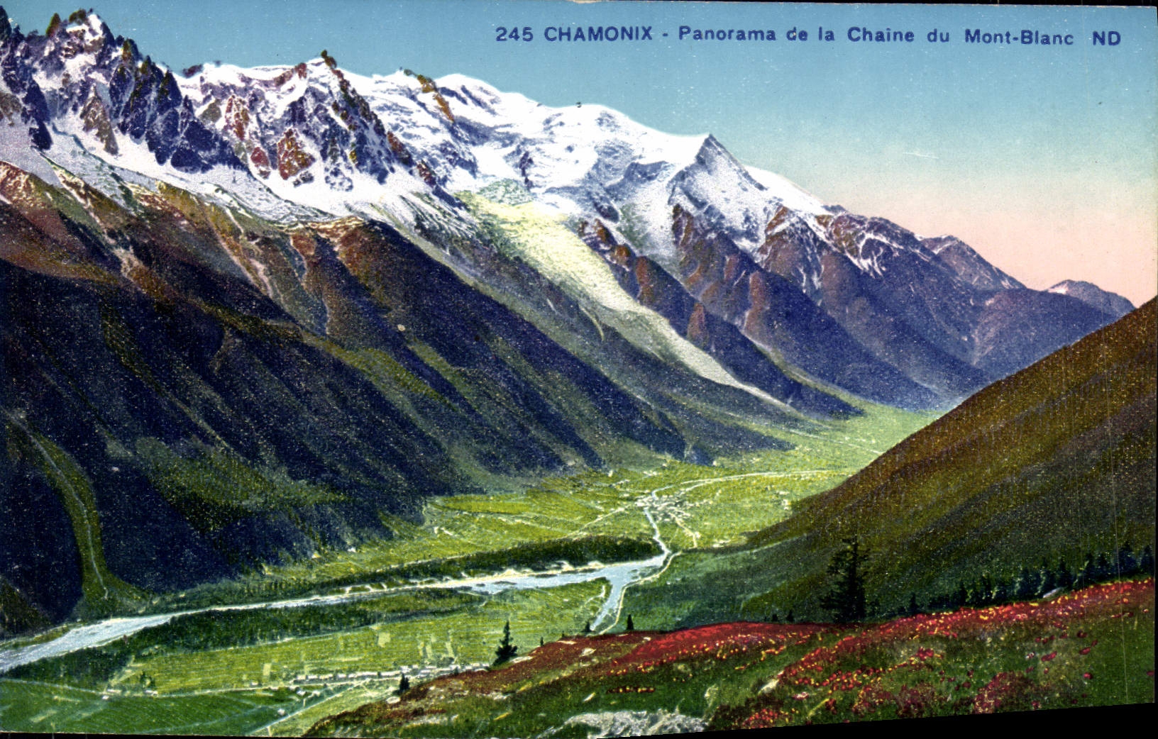 CPA Chamonix Mont Blanc Panorama de la chaine du Mont Blanc