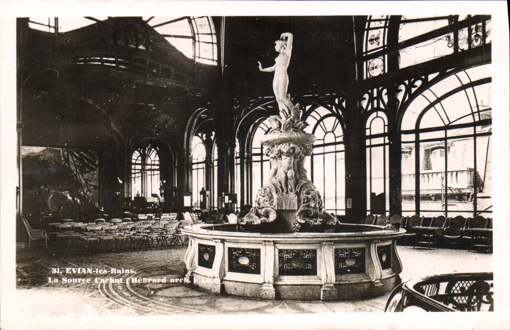 VINTAGE POSTCARD Evian les Bains the Cachat source