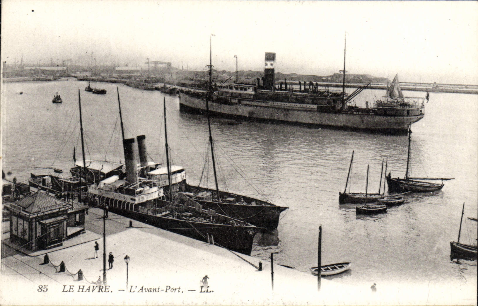POSTAL Le Havre de la VENDIMIA antes de los barcos portuarios