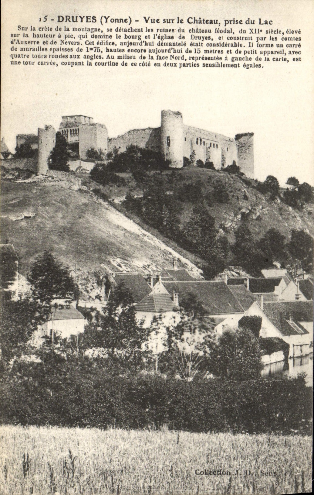 VINTAGE POSTCARD Druyes Seen On the Castle Taken of the Lake