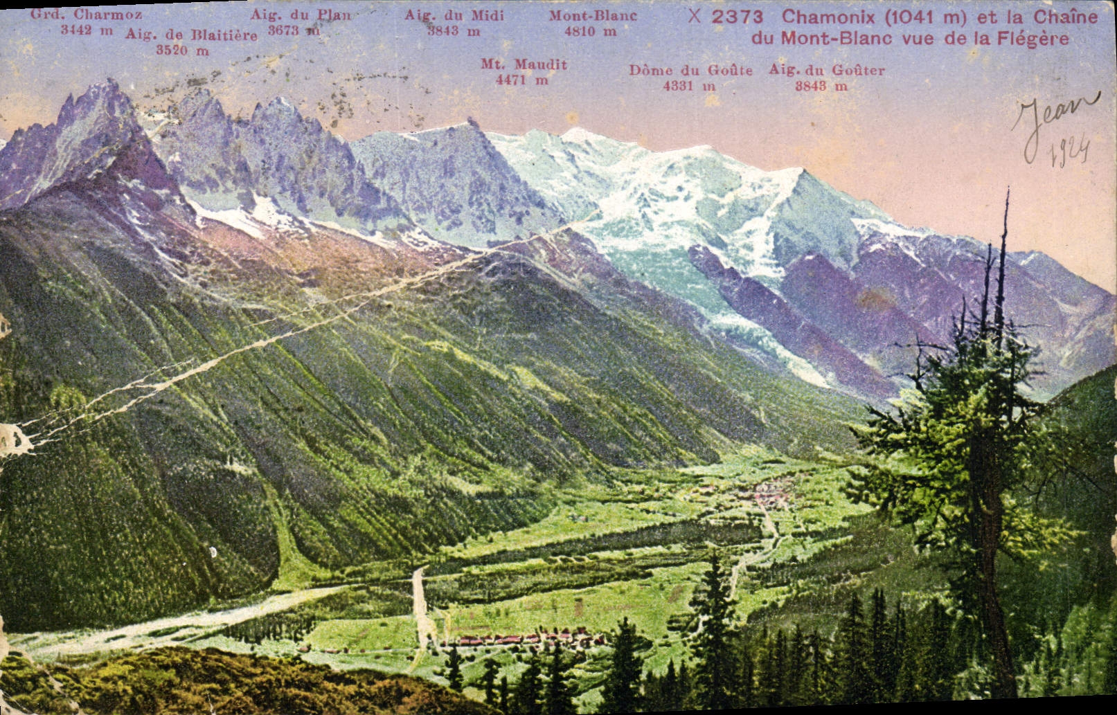 VINTAGE POSTCARD Chamonix and the chain of Mont Blanc seen of Flegere