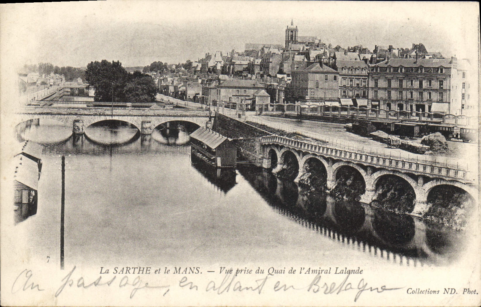 VINTAGE POSTCARD the Sarthe and Mans Seen from of the Quay of the admiral Lalande