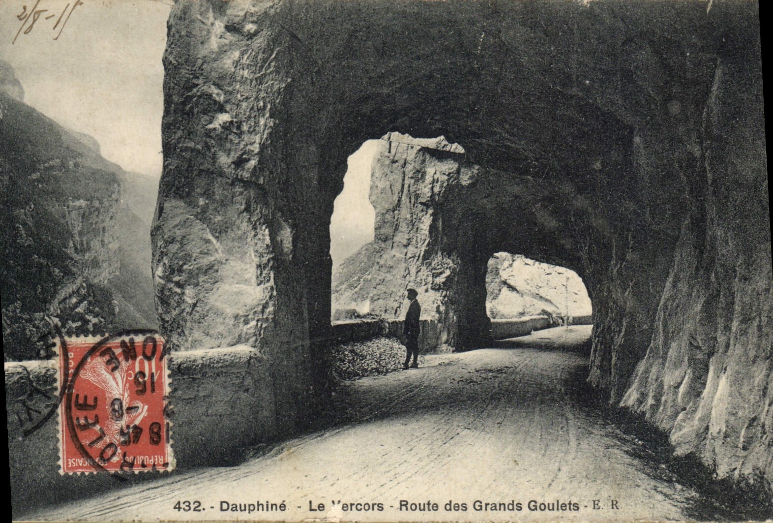 Camino de Dauphine Vercors de la POSTAL de la VENDIMIA de las grandes piezas estrechas