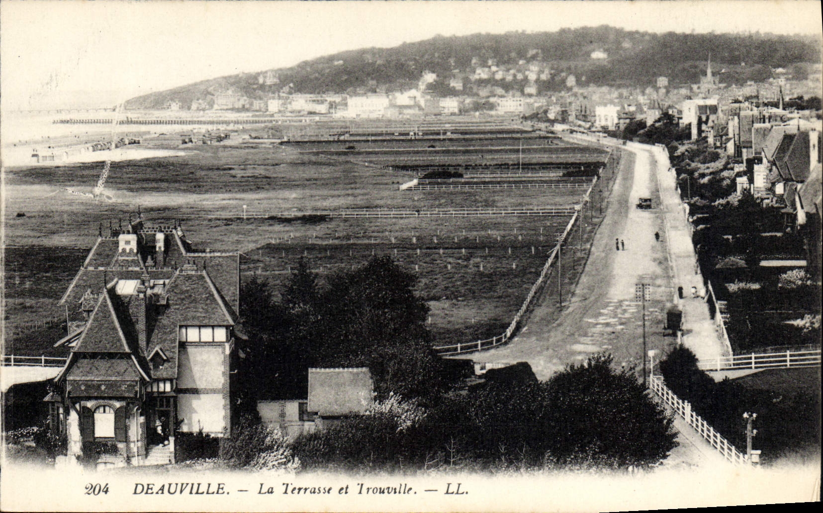 VINTAGE POSTCARD Deauville the Terrace and Trouville