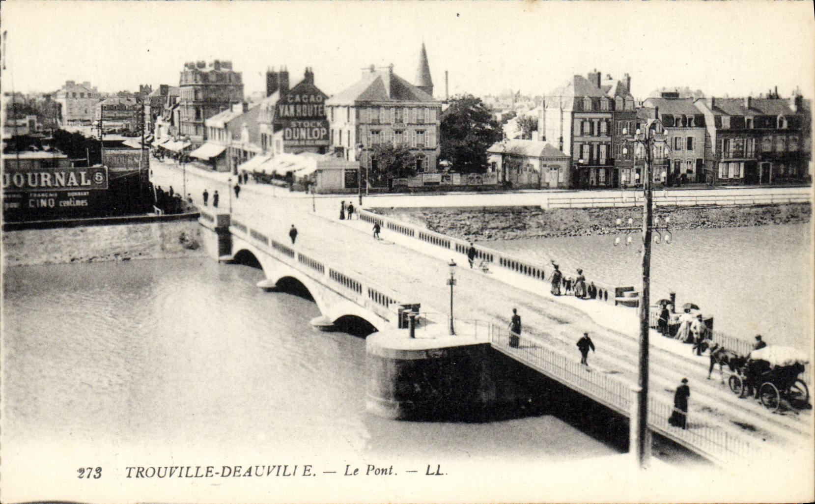 VINTAGE POSTCARD Trouville Deauville the Bridge Cocoa Van Houten