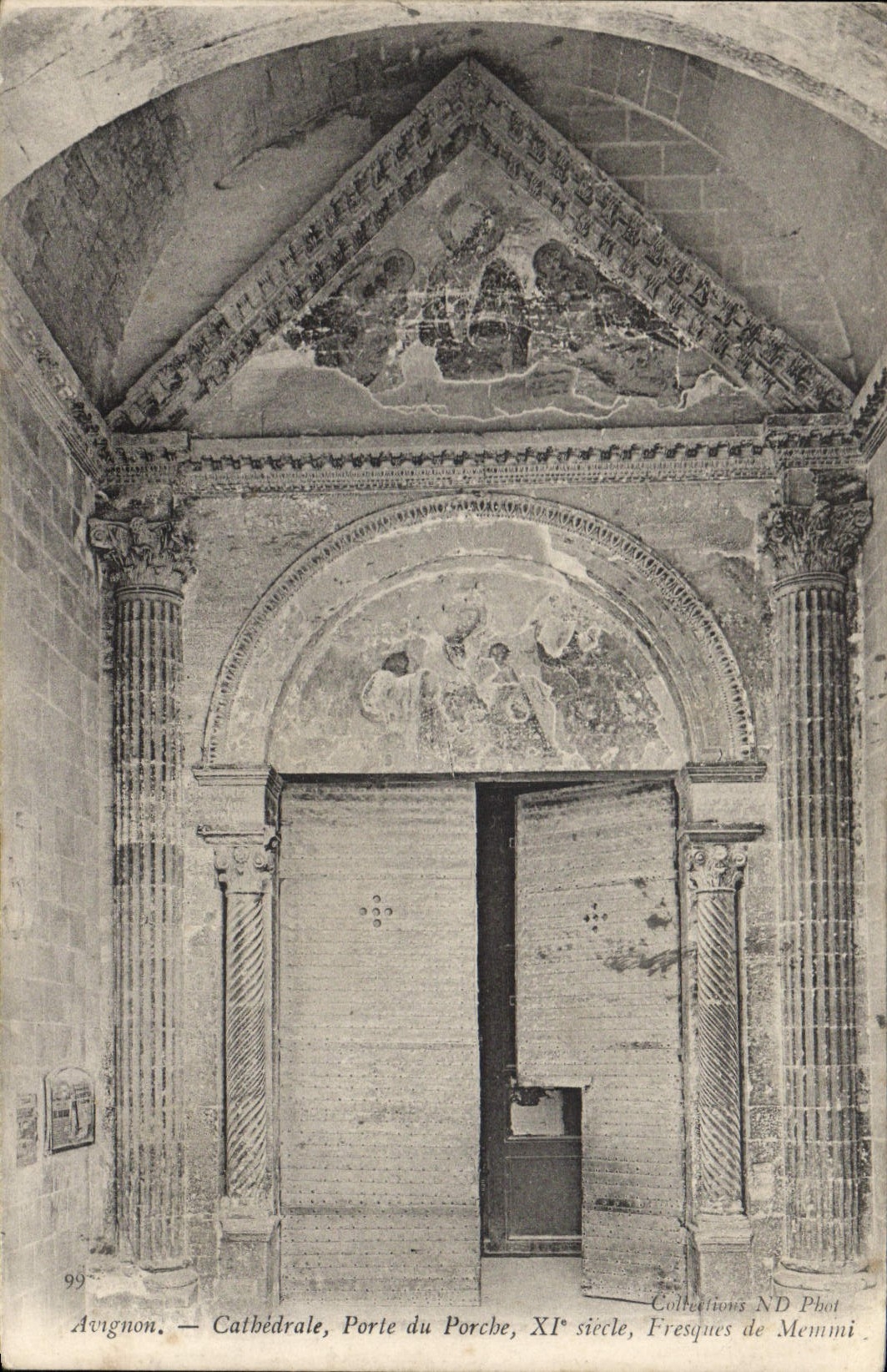 VINTAGE POSTCARD Avignon Cathedrale Carries Porch Frescos of memmi