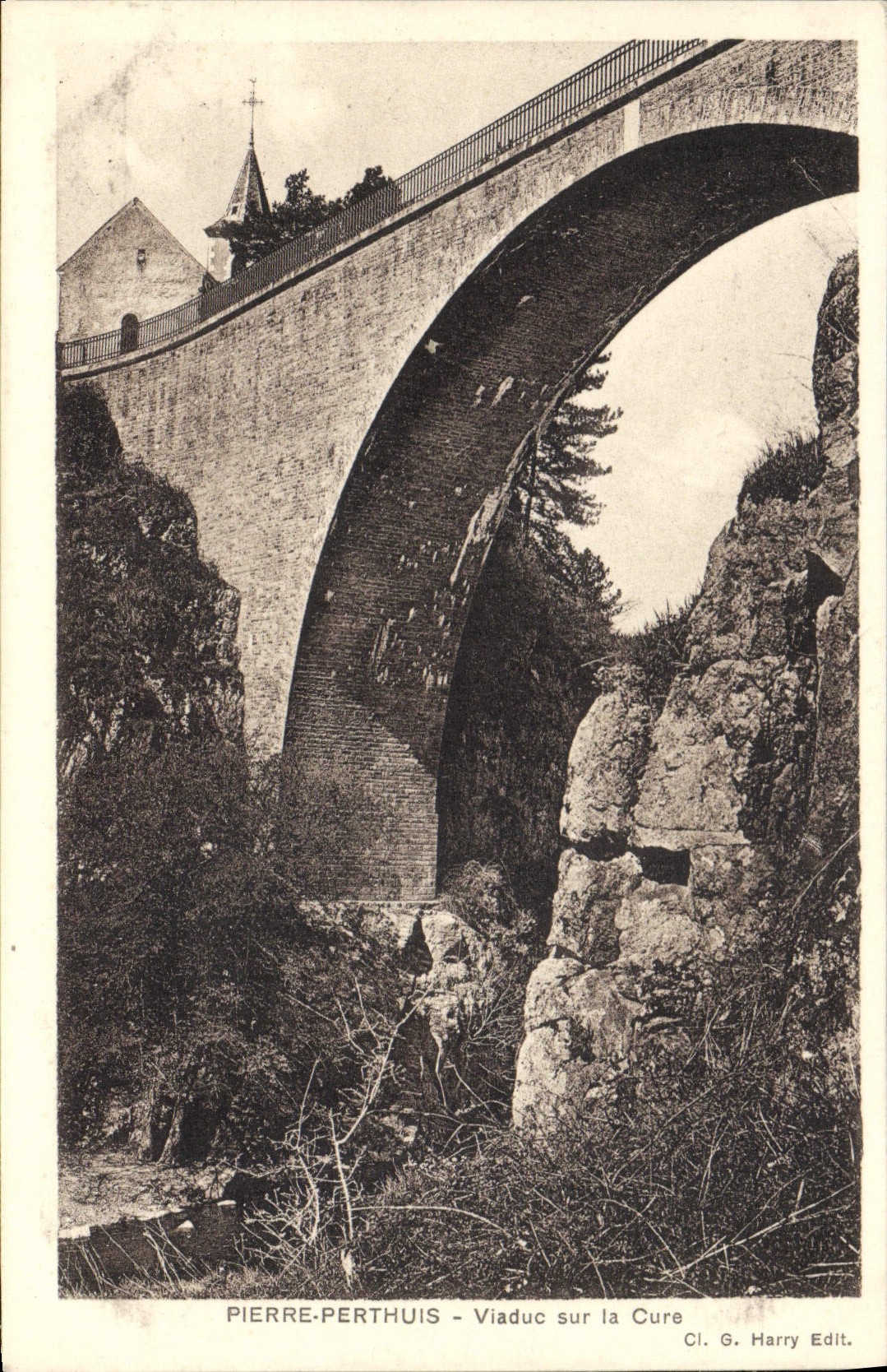 VINTAGE POSTCARD Pierre Perthuis Viaduct On the Cure