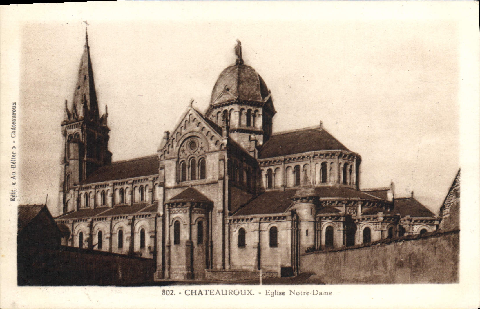 VINTAGE POSTCARD Chateauroux Notre Dame Church