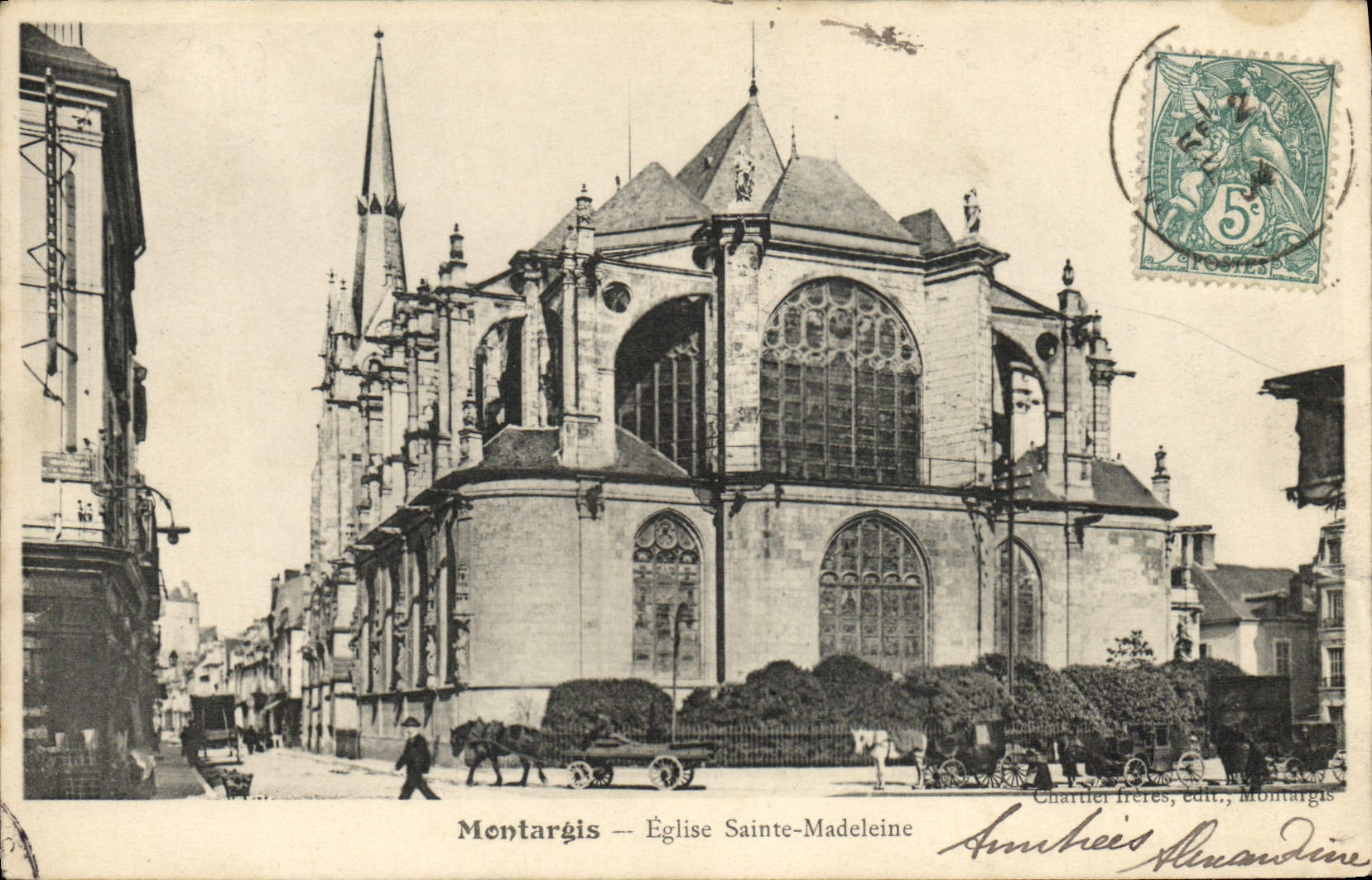 VINTAGE POSTCARD Montargis Church Sainte Madeleine