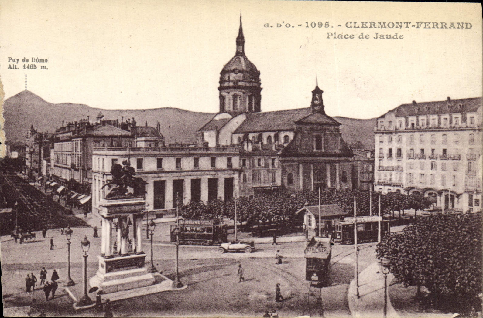 VINTAGE POSTCARD Clermont Ferrand Places of Jaude Tramway