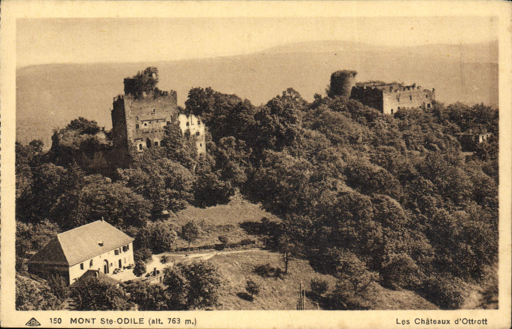 VINTAGE POSTCARD Mount co. Odile castles of Ottrott