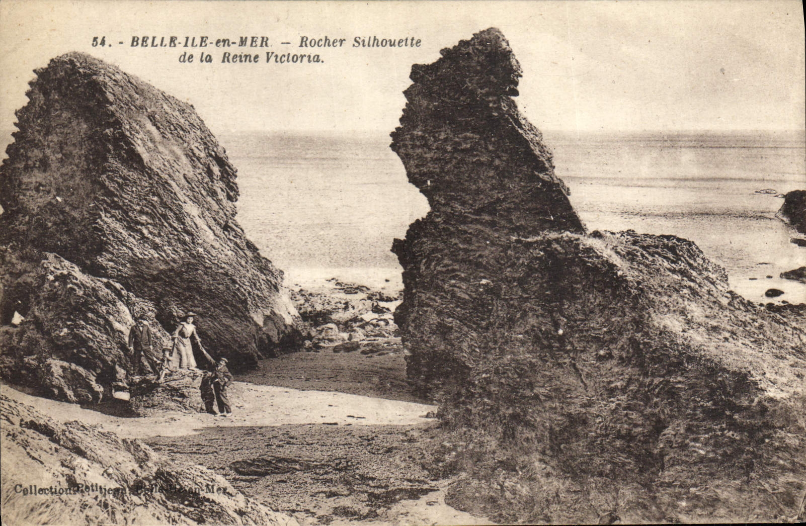 VINTAGE POSTCARD Beautiful Island at sea Rock Silhouette of the Victoria Queen