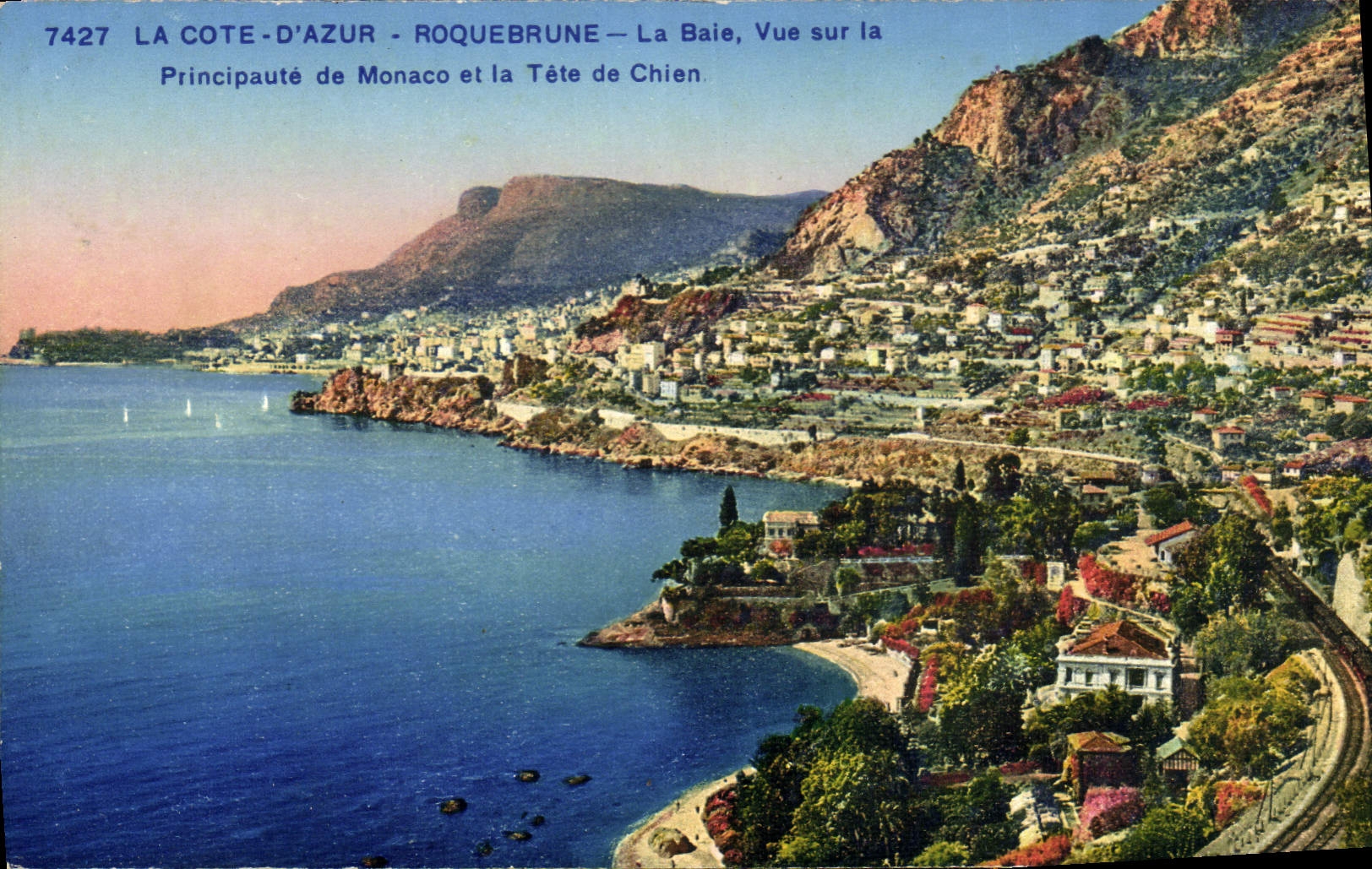 CPA Roquebrune La Baie Vue Sur la principaute de Monaco et la tete de chien