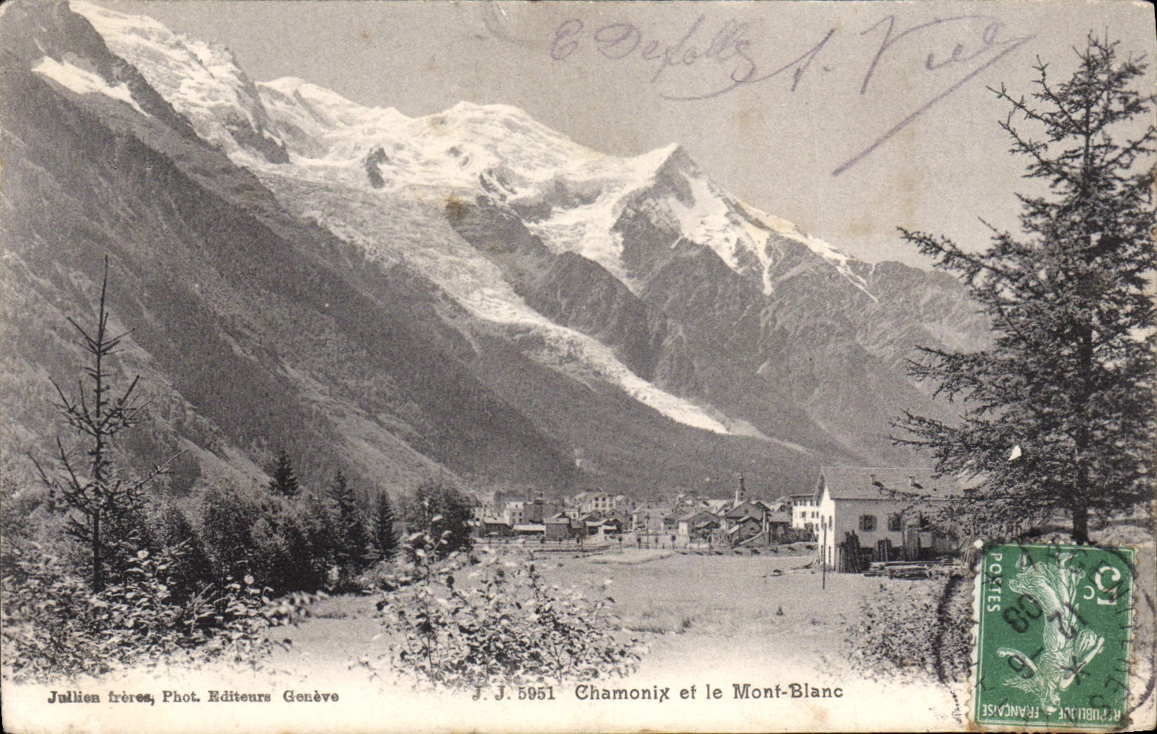 VINTAGE POSTCARD Chamonix and Mont Blanc