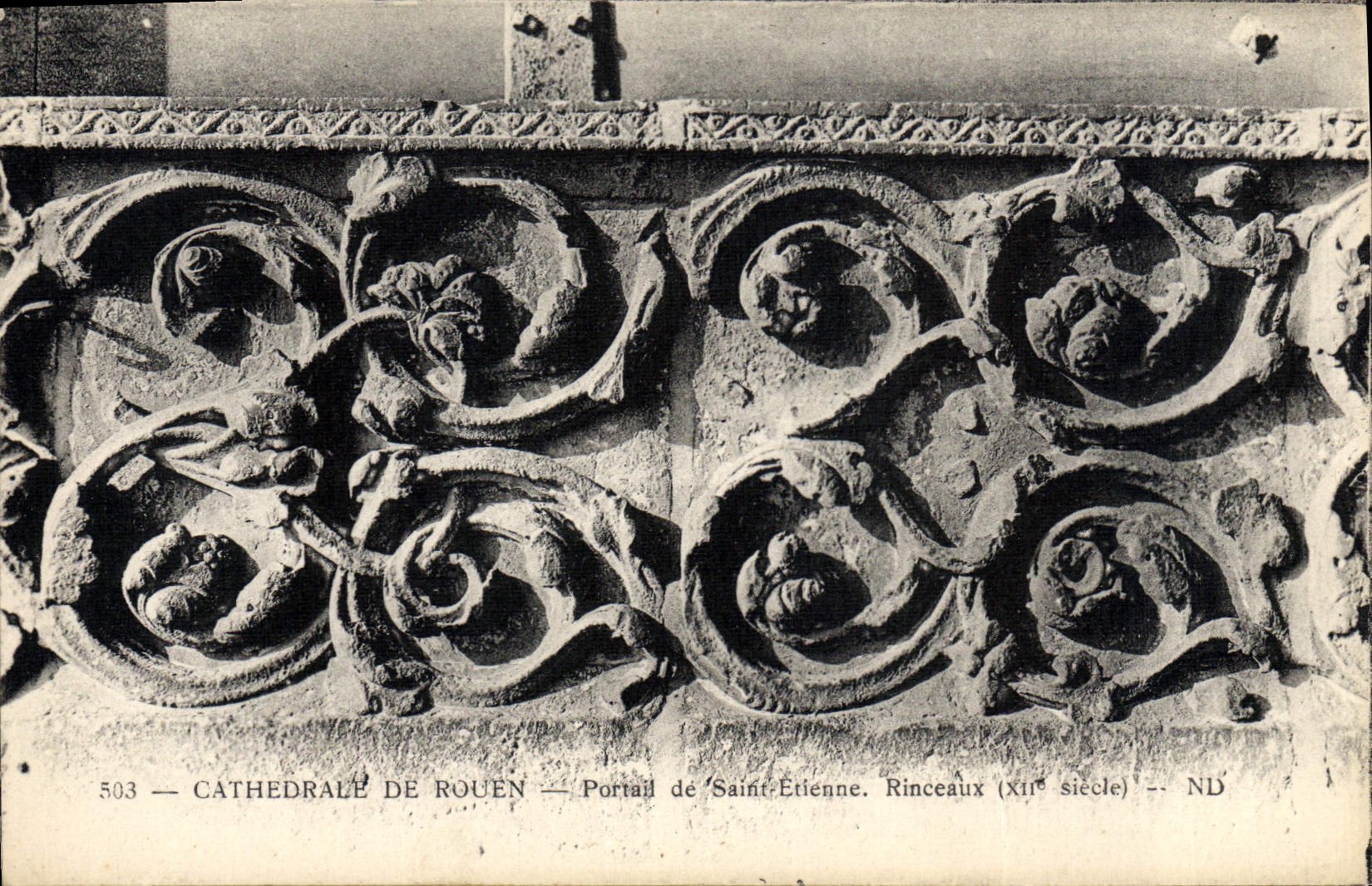 VINTAGE POSTCARD Cathedral Of Rouen Gate of Saint Etienne Rinceaux