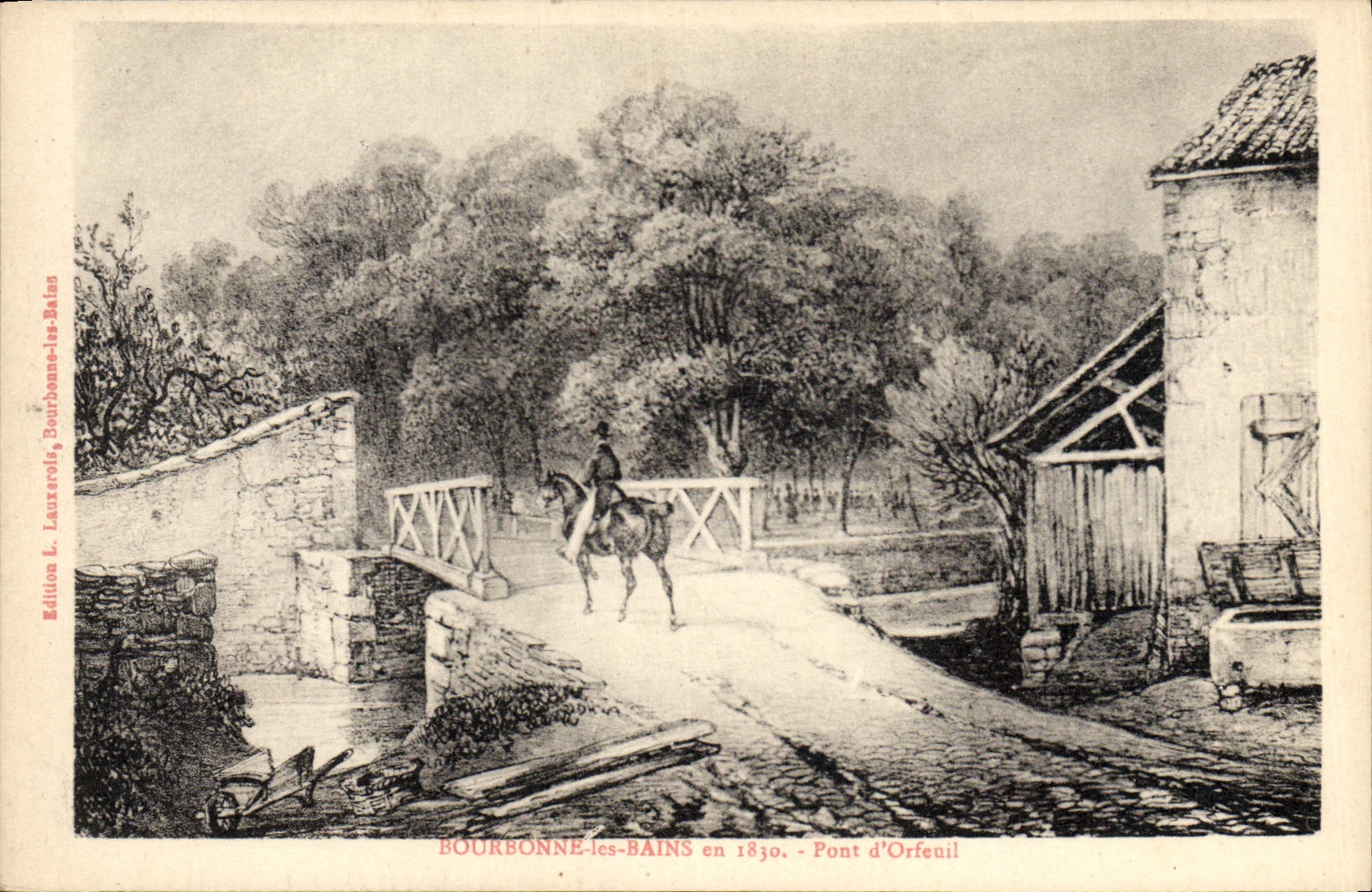 VINTAGE POSTCARD Bourbonne les Bains in 1830 Pont d'Orfeuil