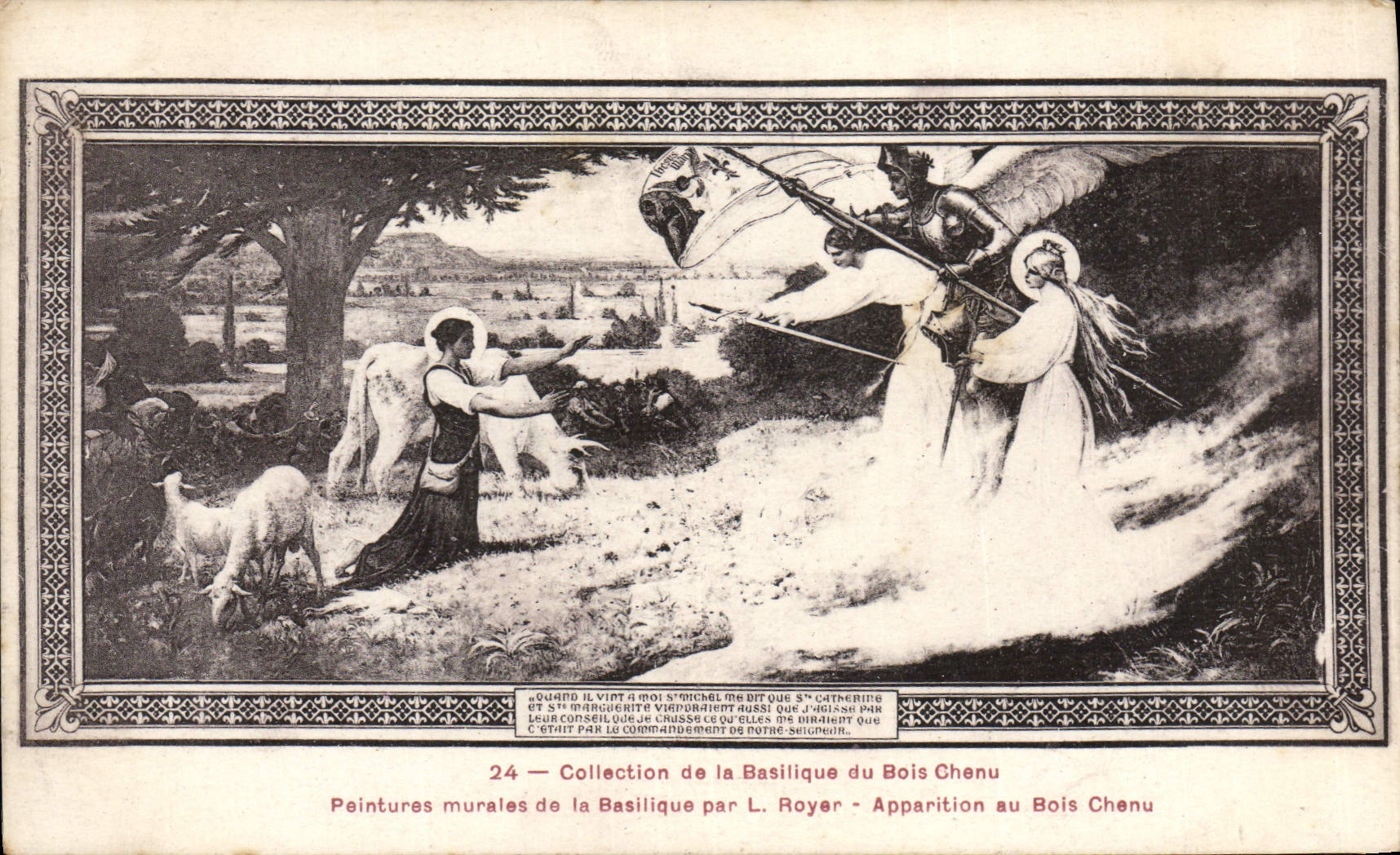 VINTAGE POSTCARD Basilica of Wood Chenu Murals of the basilica by Royer Appearance