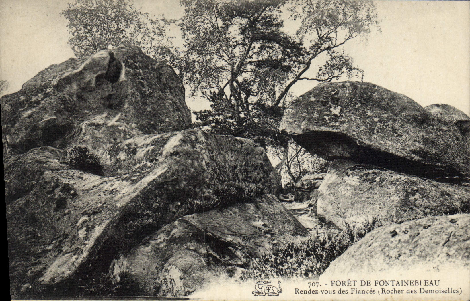 CPA Foret De Fontainebleau Rendez Vous des fiances Rocher des Demoiselles