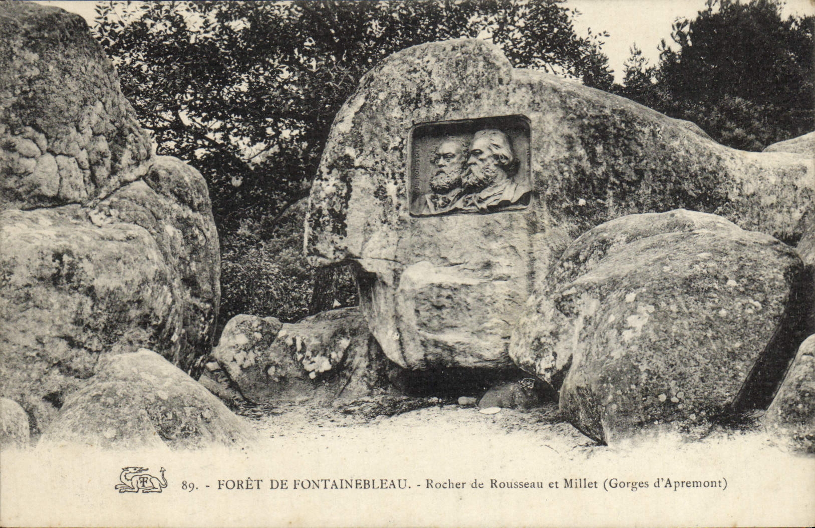 VINTAGE POSTCARD Drill De Fontainebleau Rock and Millet Falls of Apremont