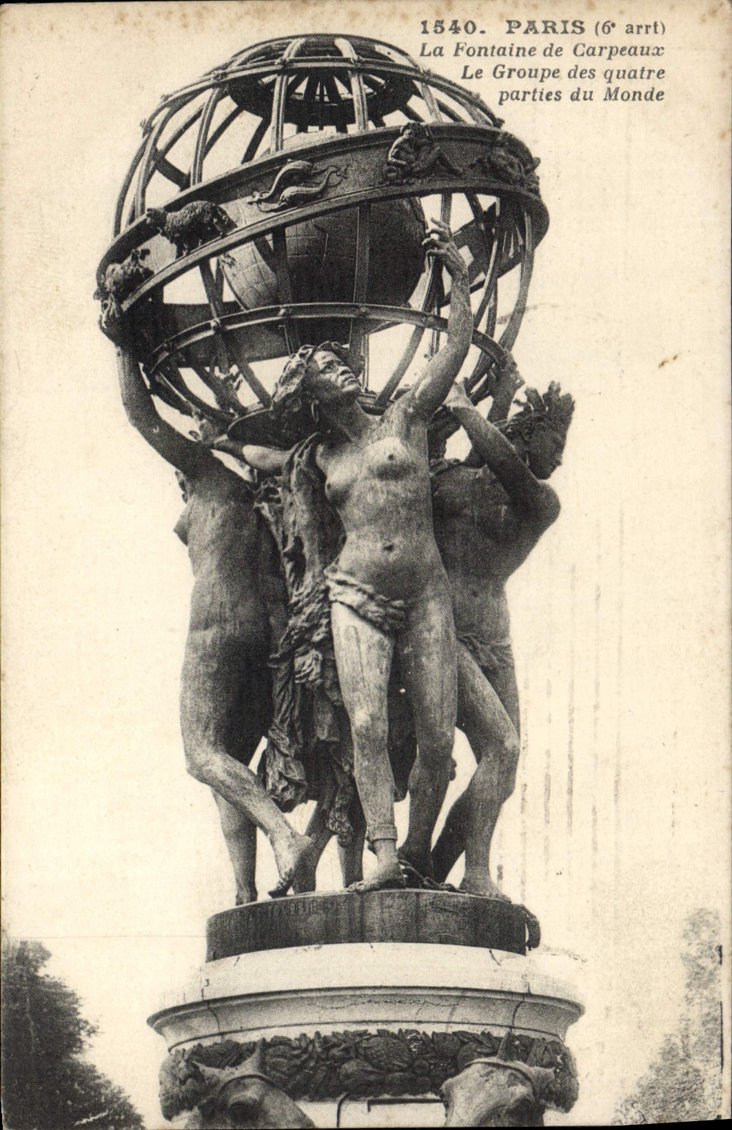 CPA Paris La Fontaine de Carpeaux Le Groupe des Quatre parties du monde