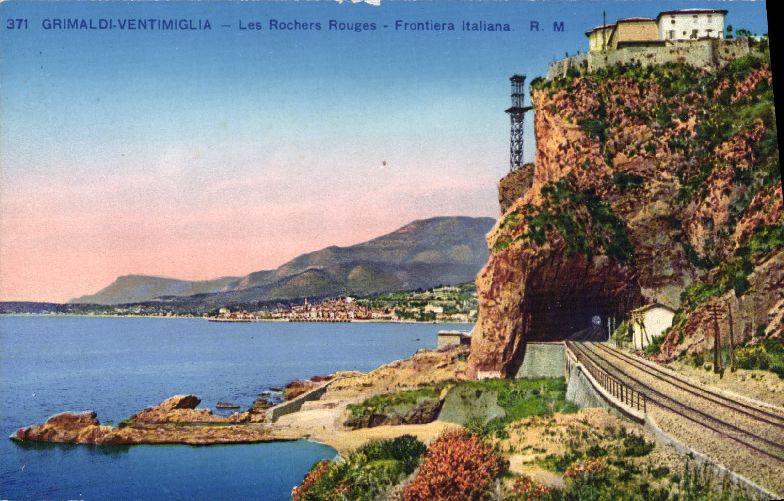 VINTAGE POSTCARD Grimaldi Ventimiglia the Red Rocks Frontiera Italiana