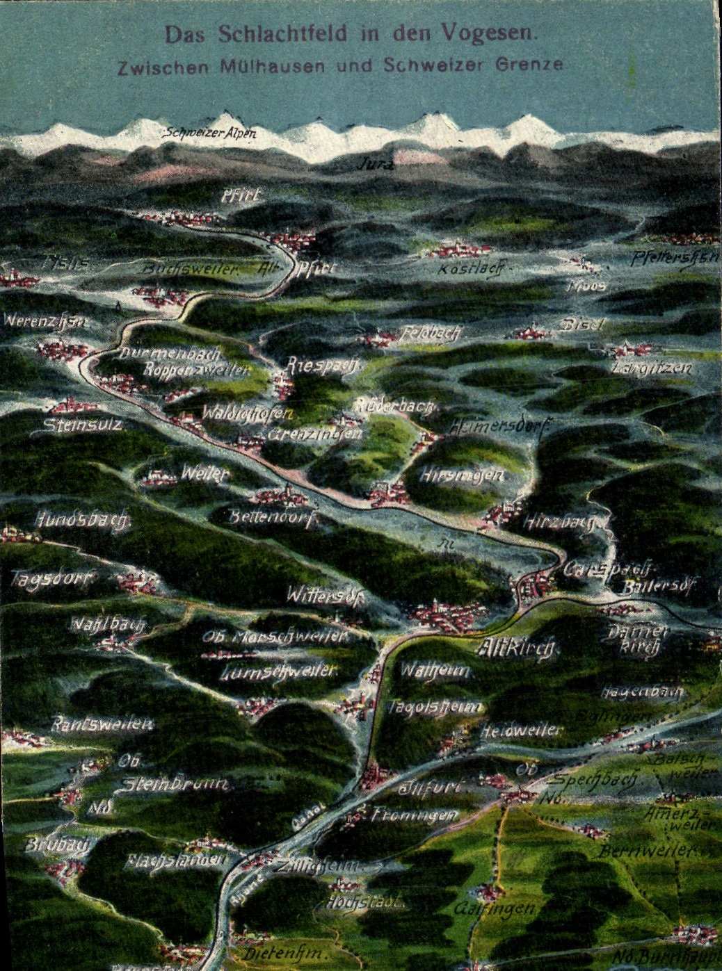 VINTAGE POSTCARD Das Schlachtield In Den Vogesen Zwischen Mulhausen Und Schweizer Grenze