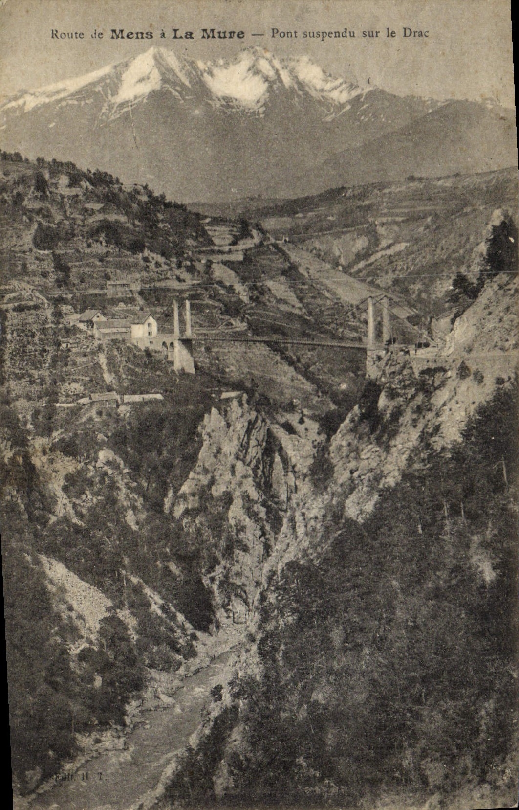 CPA Route de Mens a La Mure Pont Suspendu Sur Le Drac