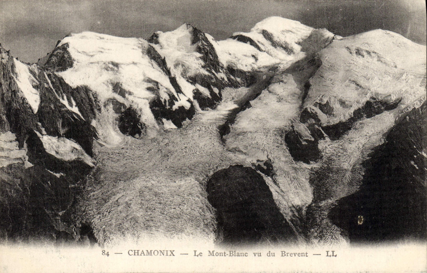 POSTAL Chamonix de la VENDIMIA Mont Blanc visto de Brevent