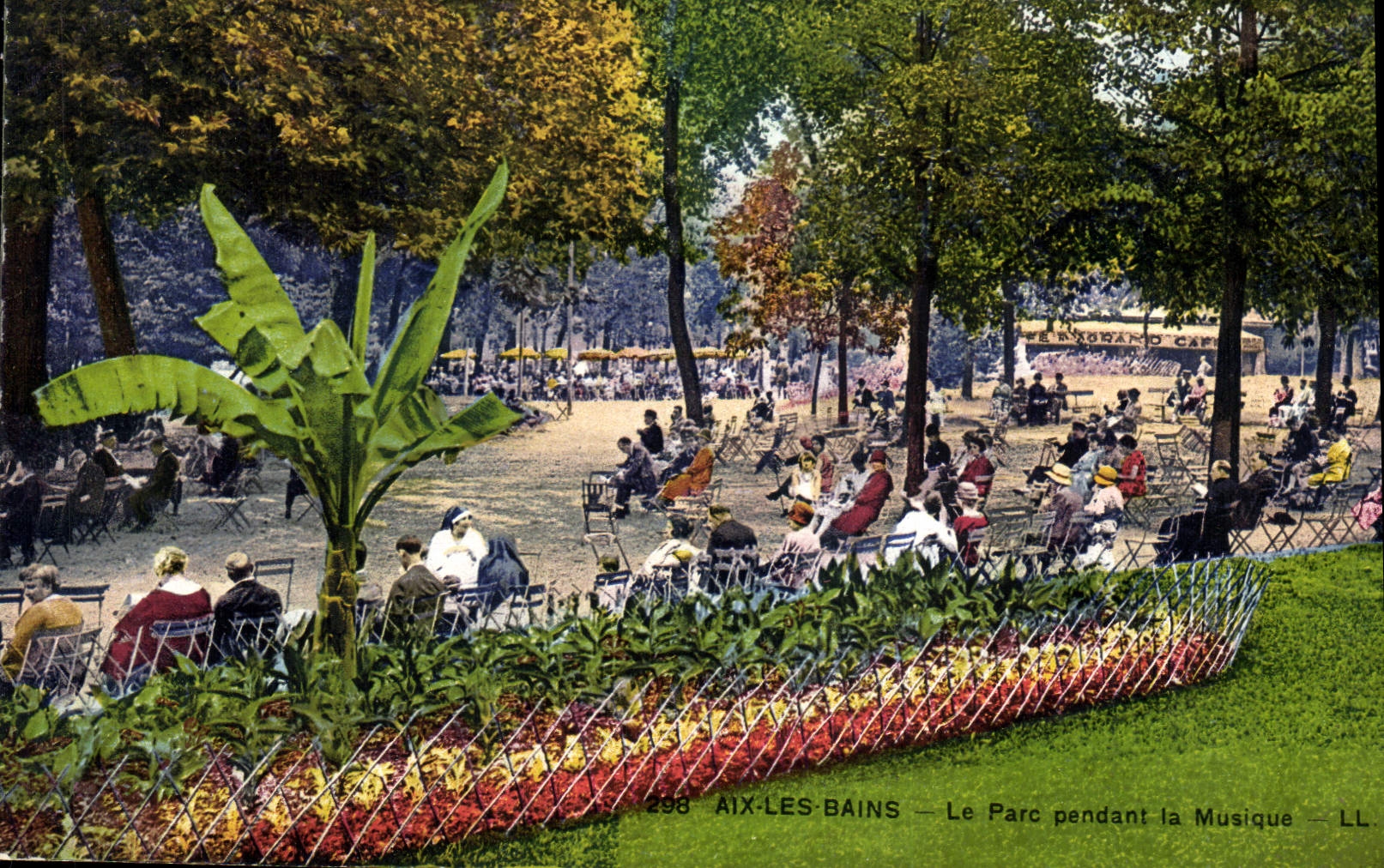 VINTAGE POSTCARD Aix Les Bains the Park During the Music