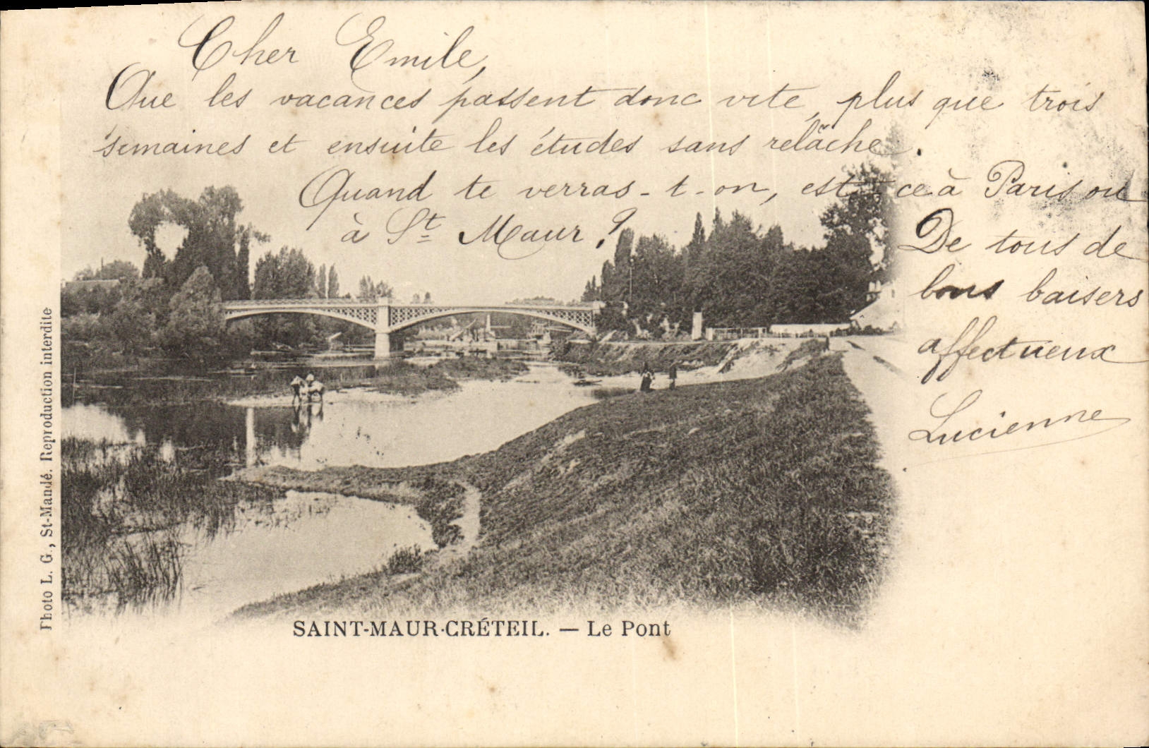 VINTAGE POSTCARD Holy Maur Creteil the Bridge